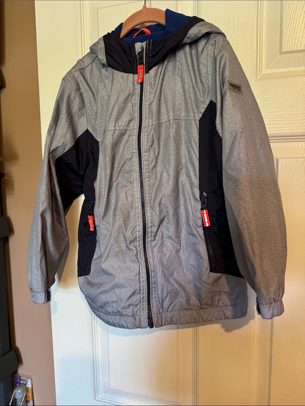 Kids' Hooded Grey and Black Windbreaker Jacket